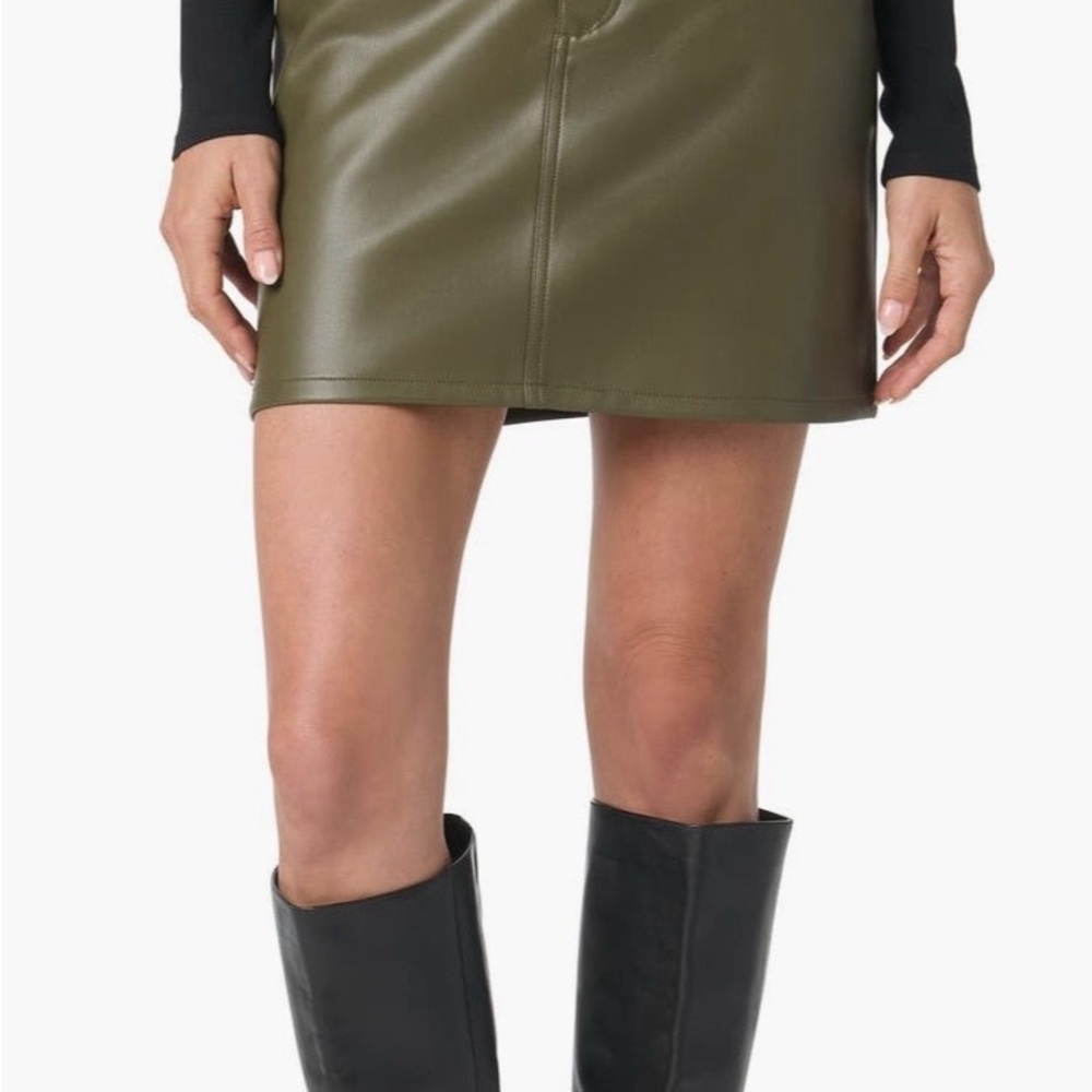 Joe's Jeans Dark Green Leather Mini Skirt